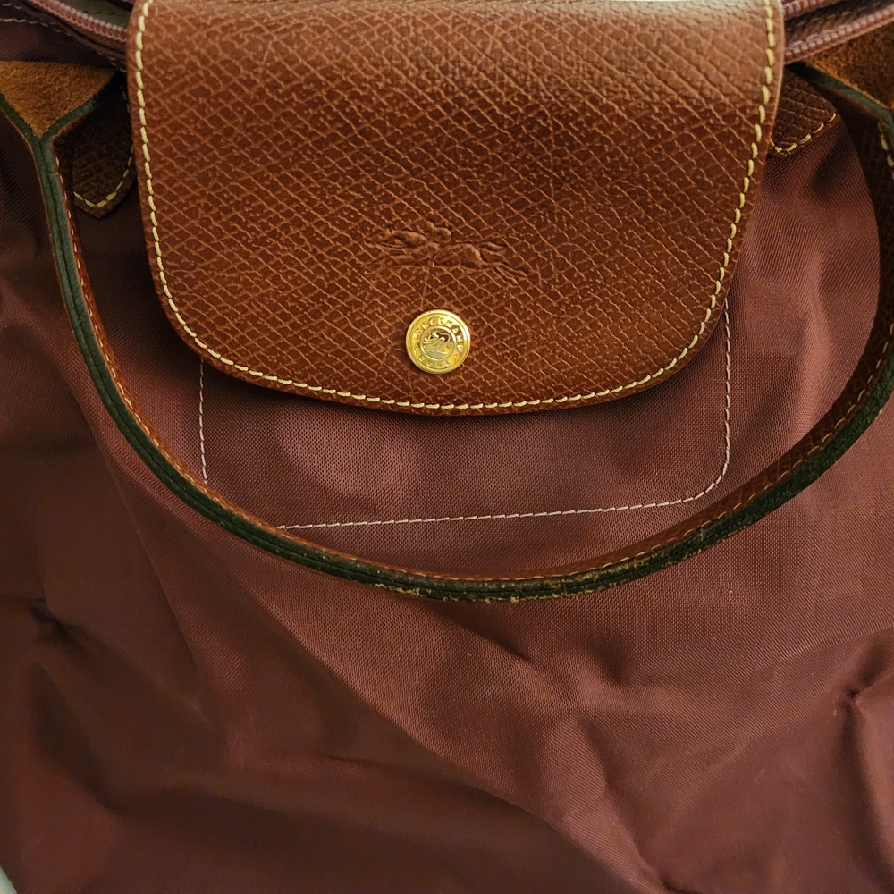Longchamp Mauve and Brown Le Pliage Small Top-Handle Tote - Picture 2 of 6